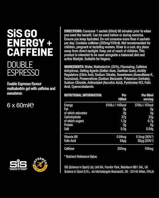 SIS Go Energy Gel Plus Caffeine 60ml - Double Espresso
