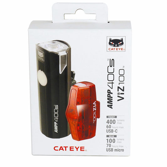 Cateye AMPP 400S / Viz 100 USB-C Front & Rear Bike Light Set Alternate 1