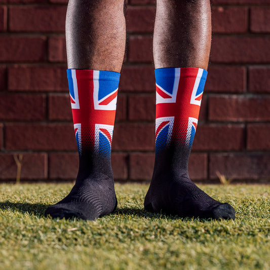 Sox Footwear United Kingdom Flag Black Premium Crew Men's Cycling Socks Alternate 1