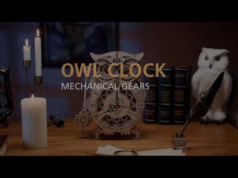 ROKR Owl Clock Mechanical Gears 3D Wooden Puzzle LK503