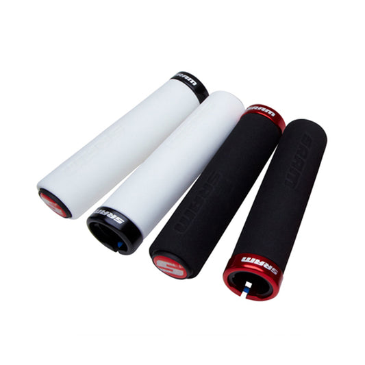 Sram Foam Locking 129mm Bike Handlebar Grips Black/Red Clamp