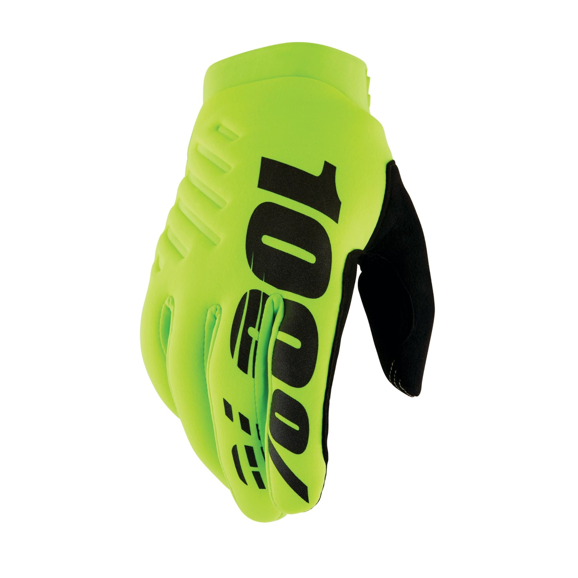 Kid's Full Finger Cycling Gloves 100% Brisker Youth AW22 Cold Weather Fluro Yellow/Black X Large