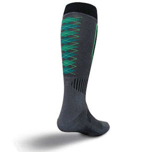 SockGuy Tech Ski Men's Cycling Socks Argyle Grey Large/X Large