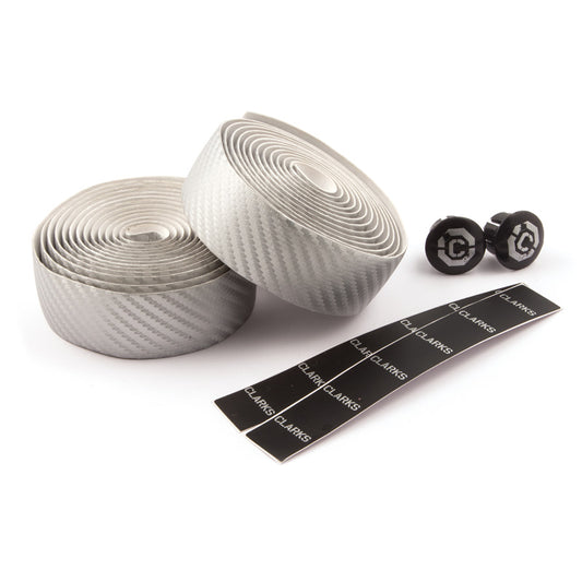 Clarks CHBT-CARB Carbon Effect With Plugs & Finishing Tape Bike Handlebar Tape Silver