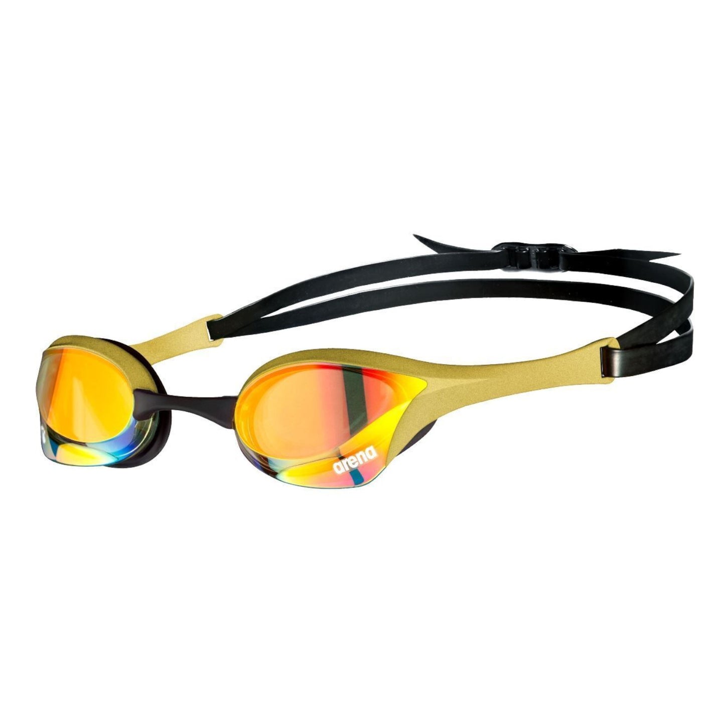 Arena Cobra Ultra Swipe Mirror Racing Unisex Men's Swimming Goggles Yellow Copper Gold