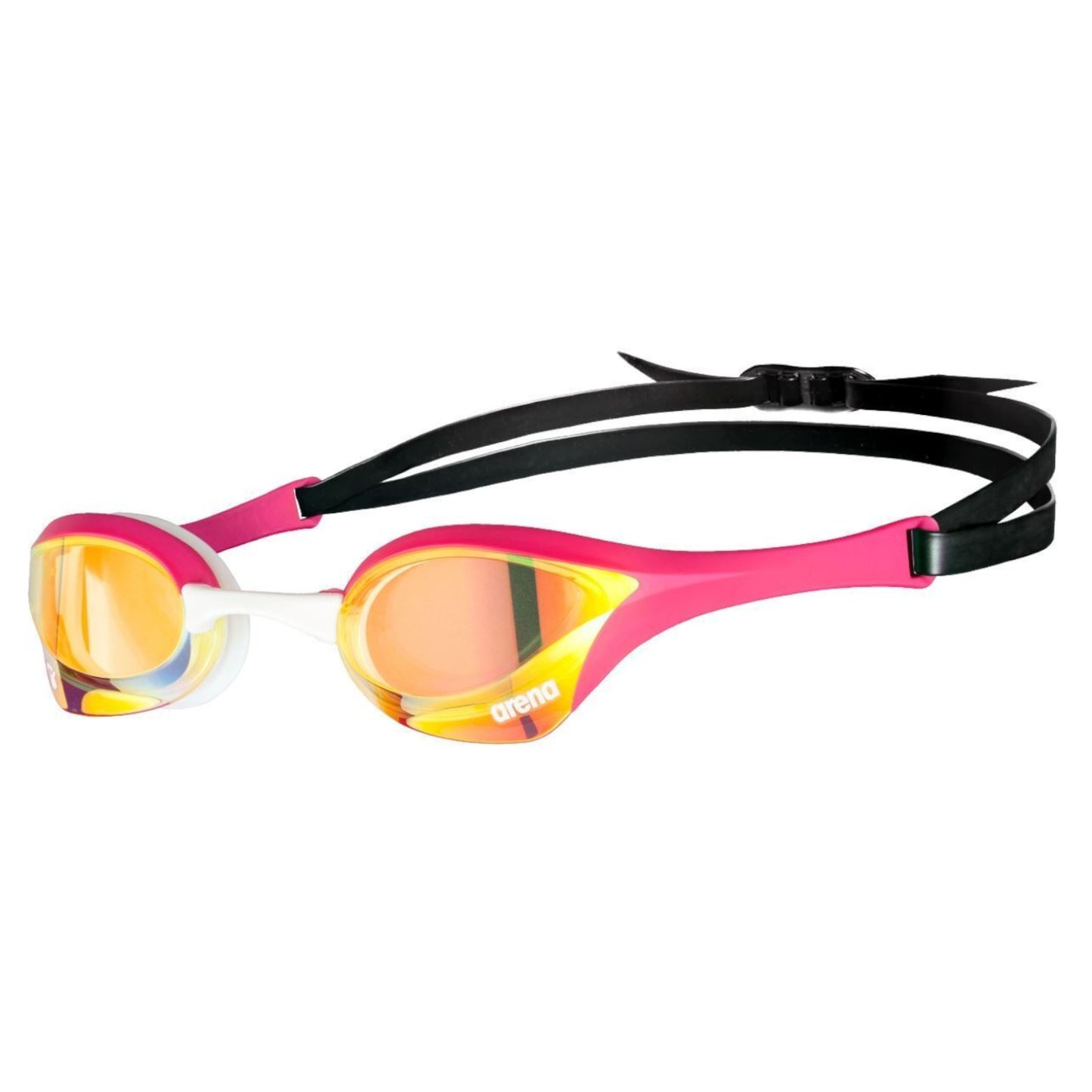 Arena Cobra Ultra Swipe Mirror Racing Unisex Men's Swimming Goggles Yellow Copper Pink