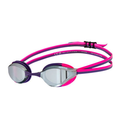 Arena Python Junior Mirror Racing Silver Shocking Pink Plum Kid's Swimming Goggles