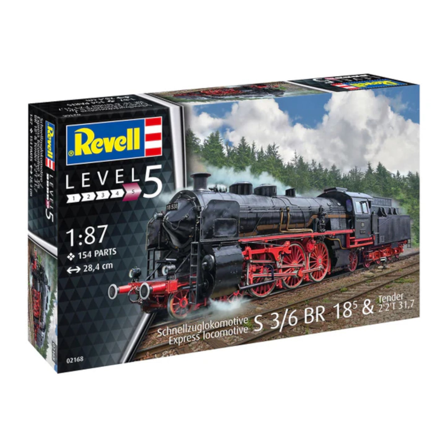 Revell Express Locomotive S3/6 BR18(5) with Tender 2‘2’T Train Model Kit 02168