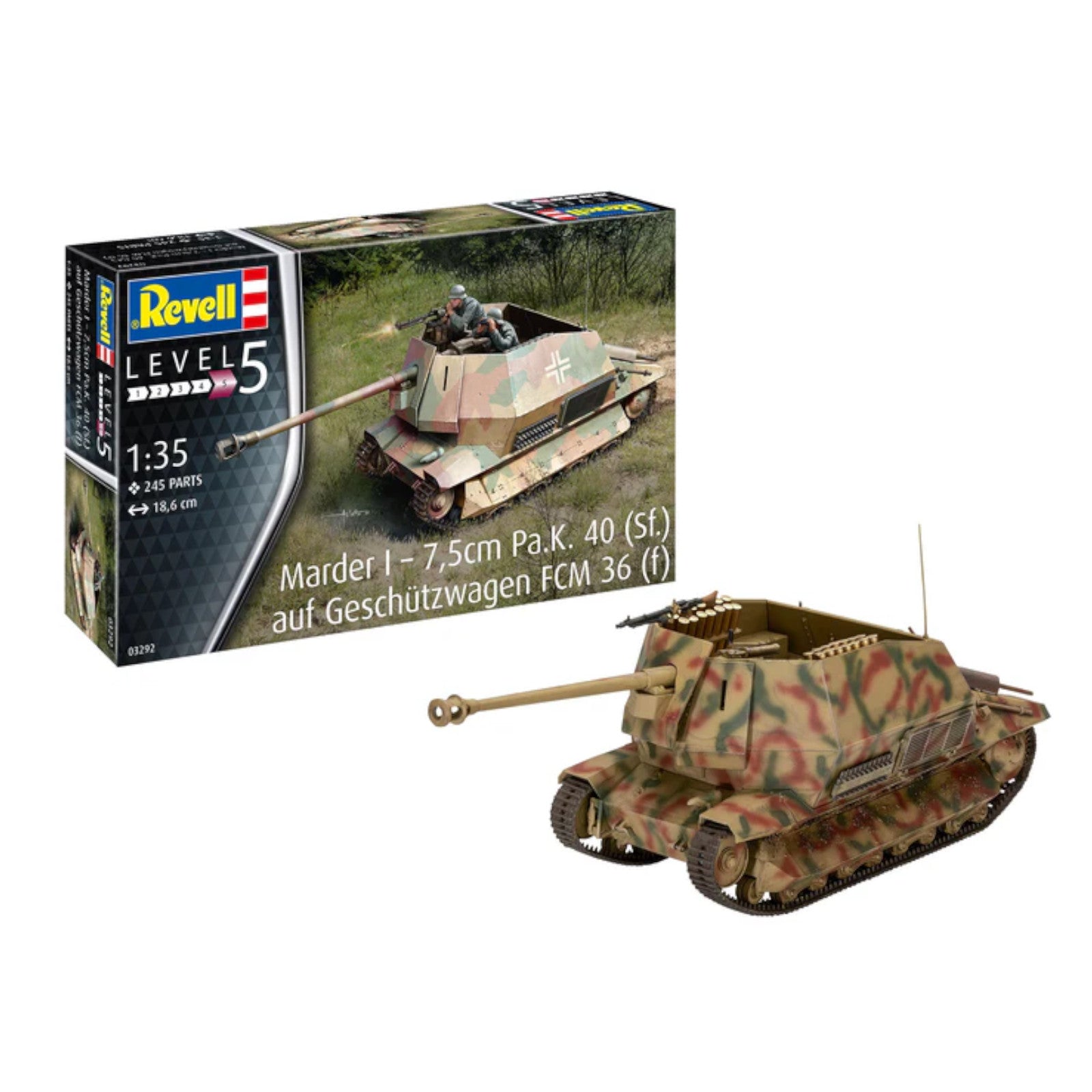 Revell Marder I - 7.5cm Pa.K. 40 (Sf.) auf FCM 36(f) Tank Model Kit 1: 35 German Panzer Hunter I 03292