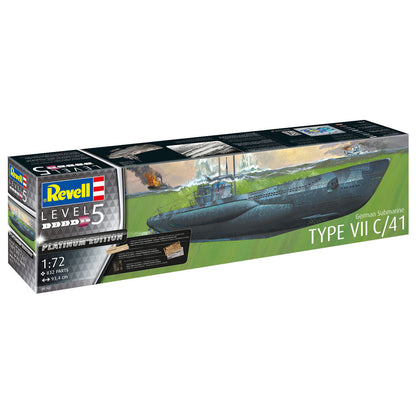 Revell German Submarine Type VII C-41 WW2 U-Boat Model Kit 1:72