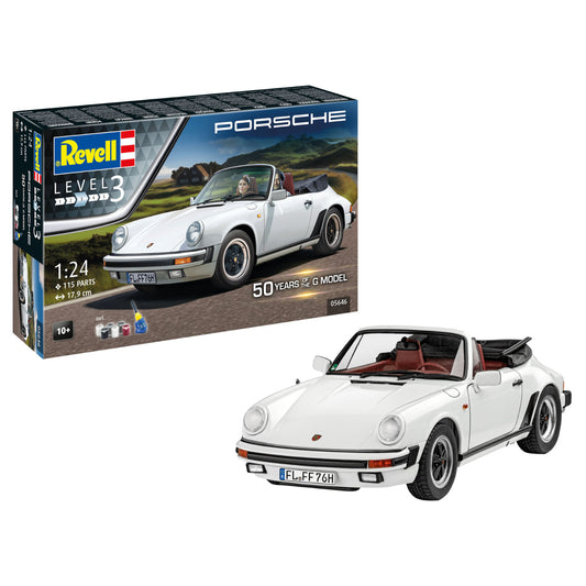 Revell Gift Set Porsche 911 G-Model Cabrio 50th Anniv. Car Model Kit 1:24