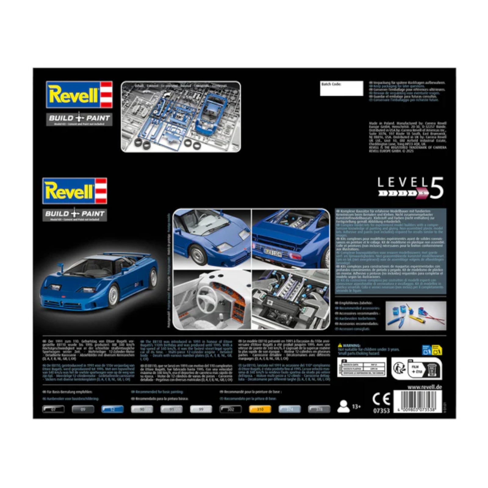 Revell EB110 90s Italian Sports Car with Paints 07353 3D Puzzle Alternate 2