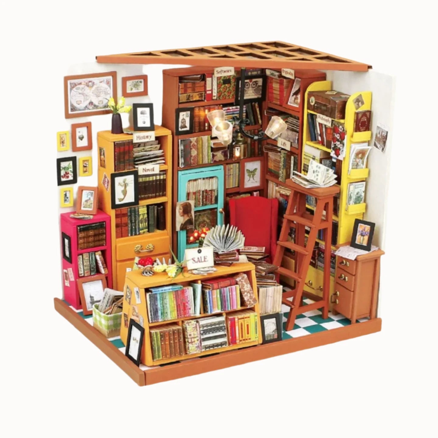 Rolife Sam’s Study Library DIY Miniature House Kit 3D Puzzle DG102