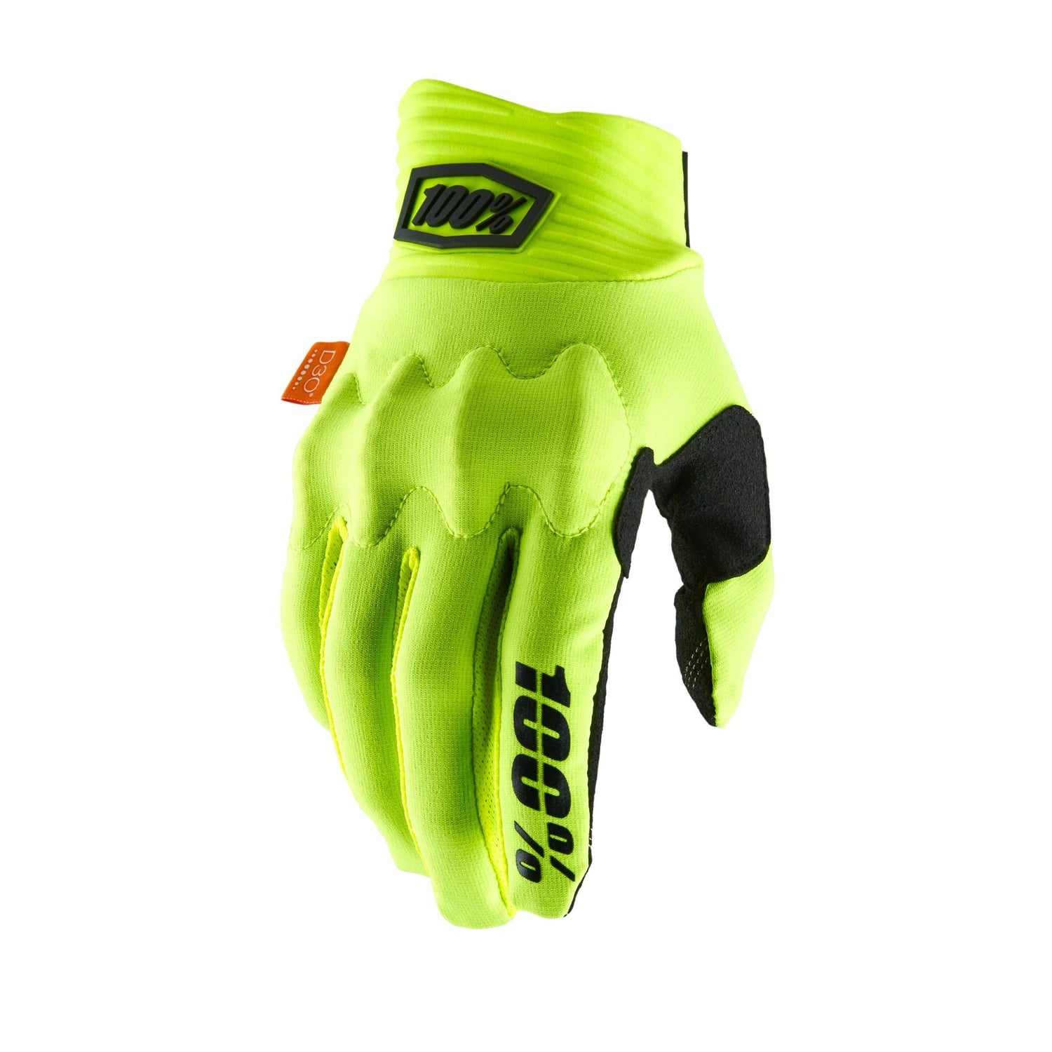 100% Cognito D30 Men's Full Finger Cycling Gloves Fluo Yellow/Bvlack X Large