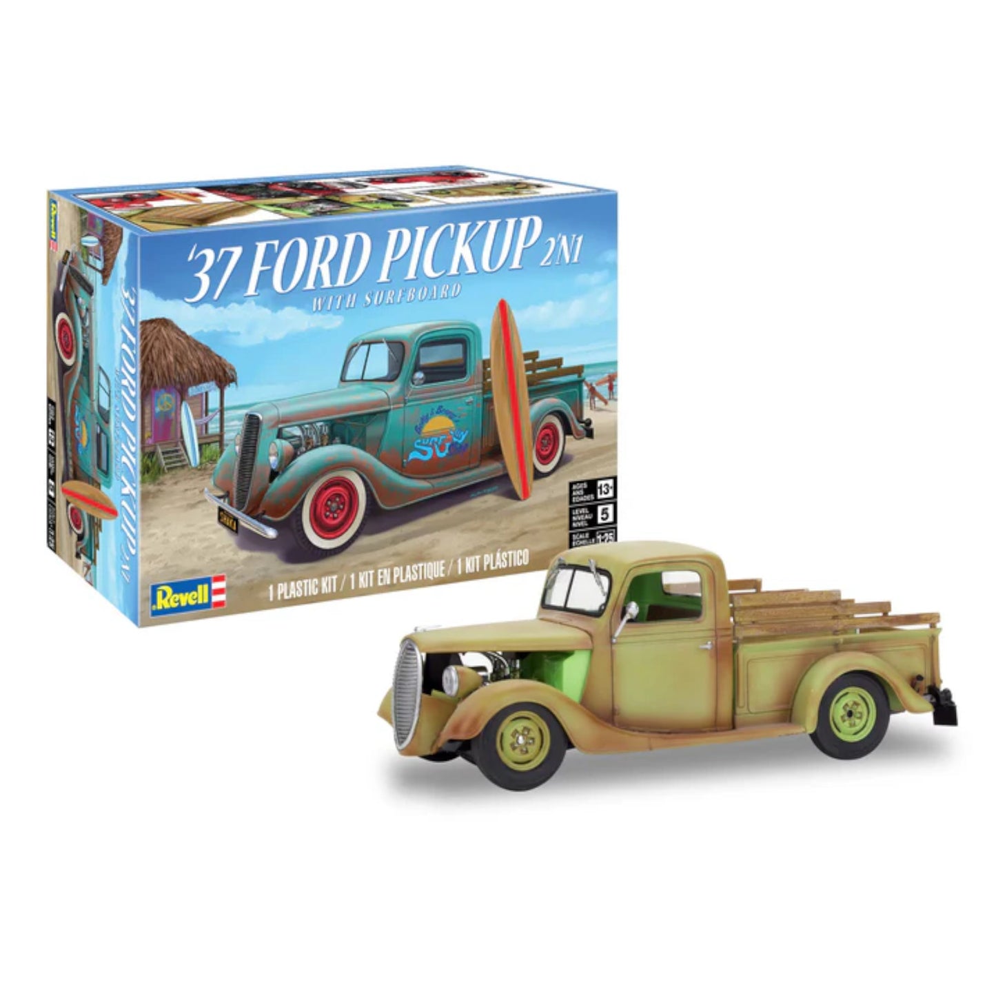 Revell 37 Ford Pickup with Surfboard 2N1 Truck Model Kit 1:25 14516