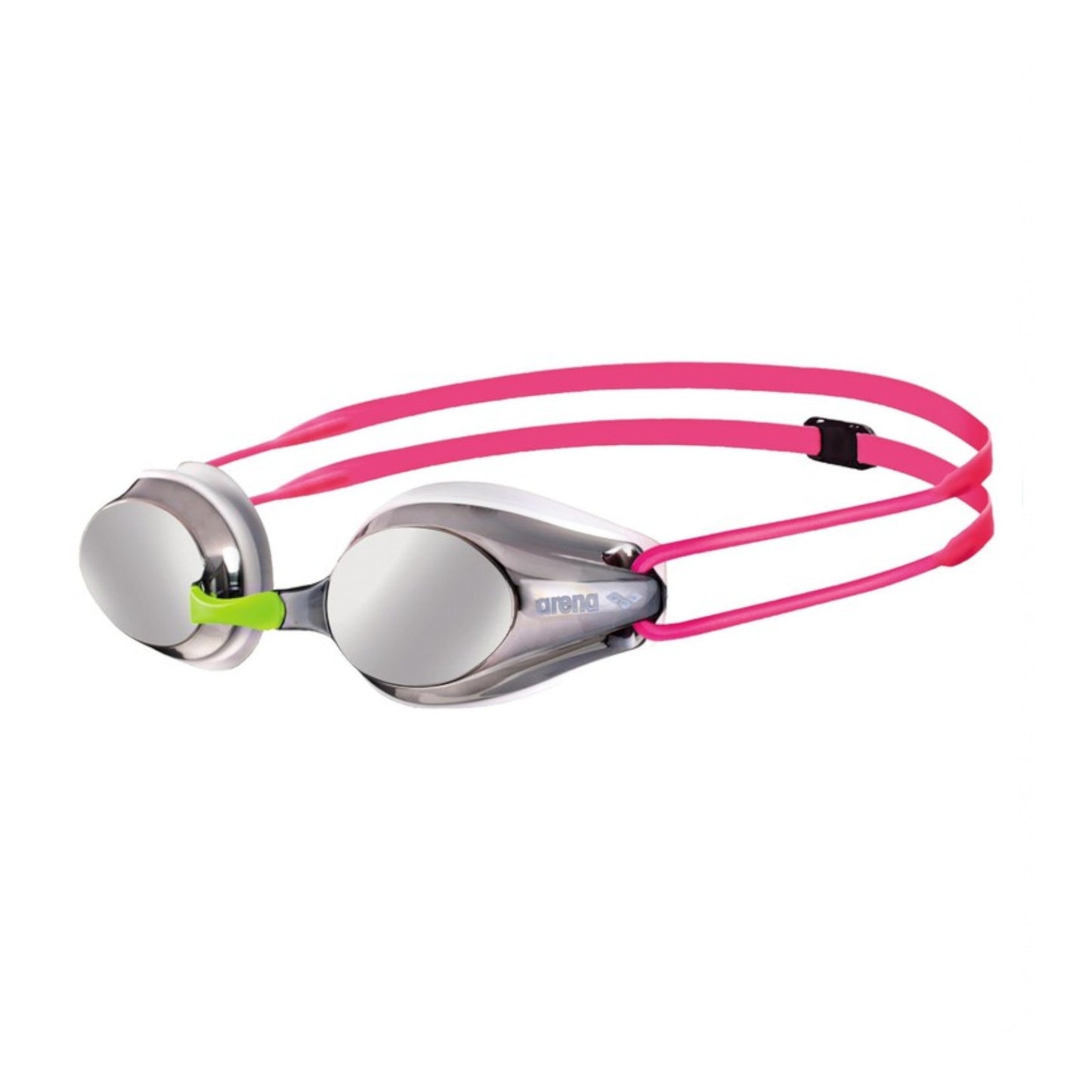 Arena Tracks Junior Mirror Racing Silver White Fuchsia Kid's Swimming Goggles