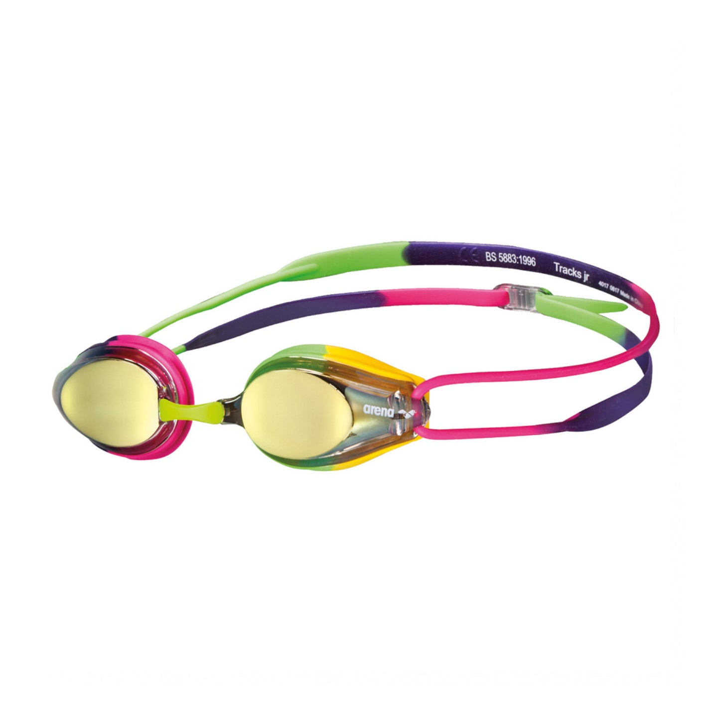 Arena Tracks Junior Mirror Racing Violet Fuchsia Green Kid's Swimming Goggles