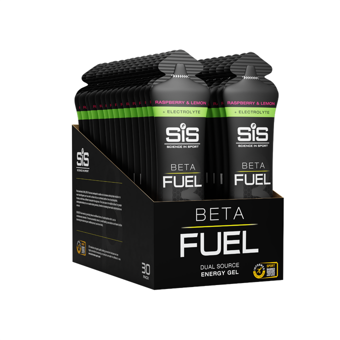 SIS BETA Fuel +Electrolyte Sports Energy Gels - Raspberry and Lemon 60ml Multipack