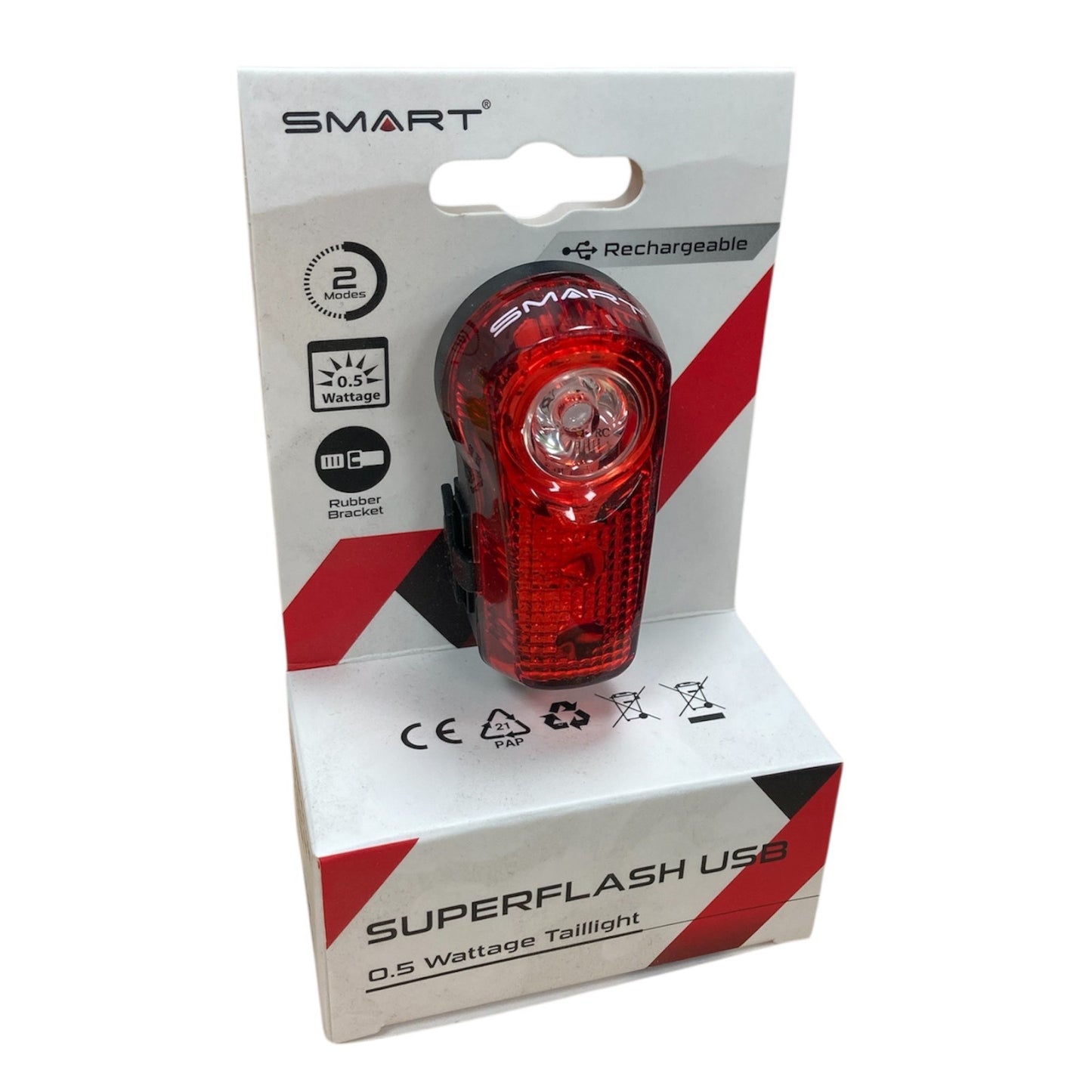 Fahrradrücklicht Smart Superflash 0,5W wiederaufladbar Schwarz