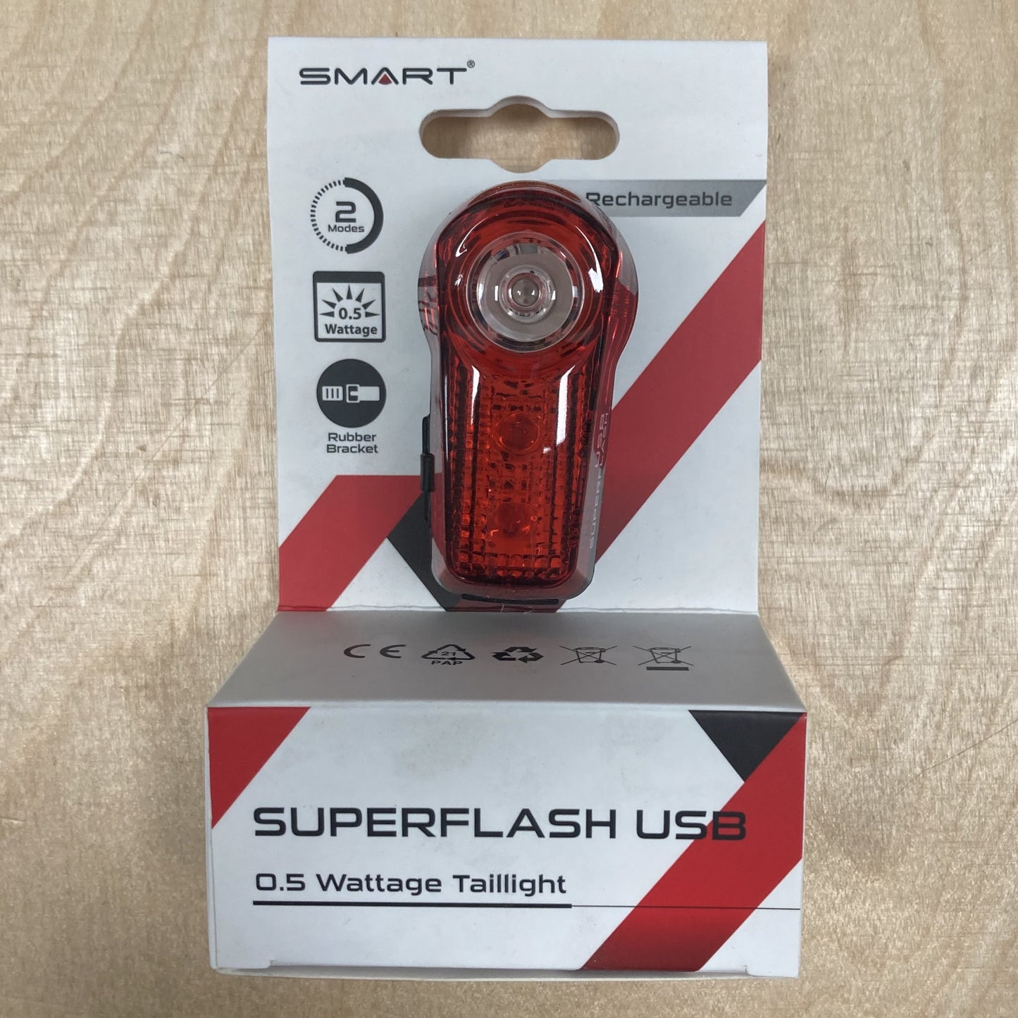 Fahrradrücklicht Smart Superflash 0,5W wiederaufladbar Schwarz
