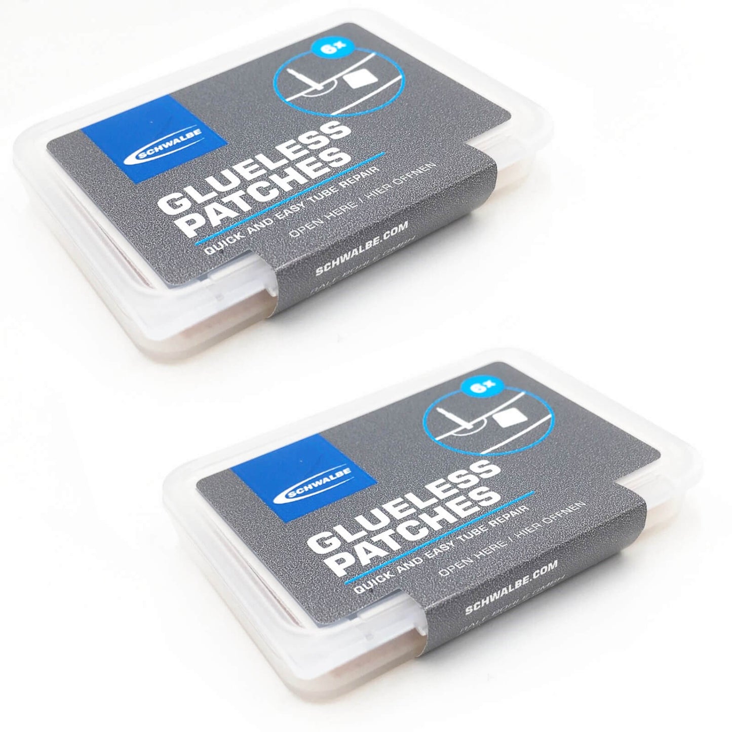 Schwalbe Klebeflicken ohne Kleber, 6er-Pack, transparent – ​​Reparaturset für Fahrradpannen