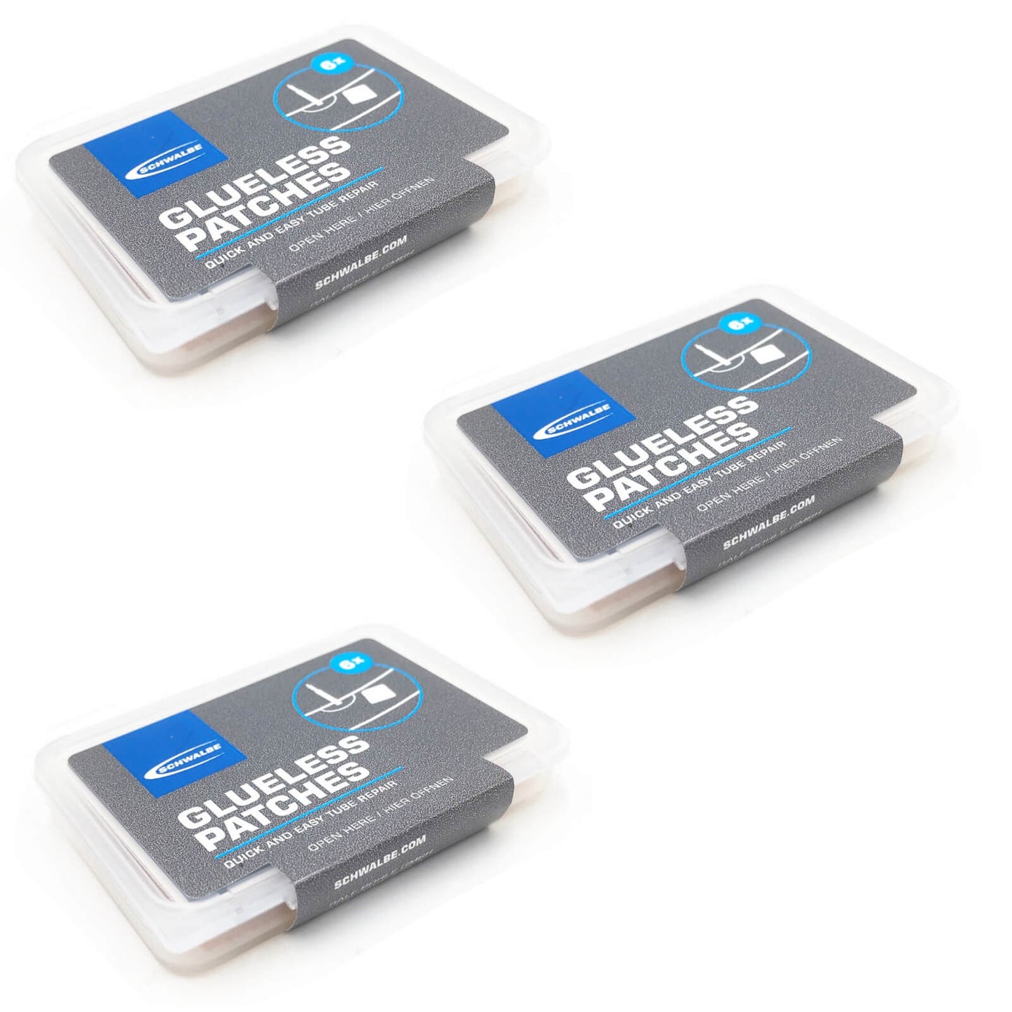 Schwalbe Klebeflicken ohne Kleber, 6er-Pack, transparent – ​​Reparaturset für Fahrradpannen
