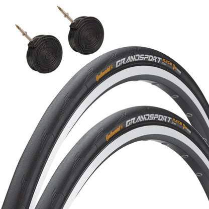 Continental Grand Sport Race 700 x 25c Folding Pair 700c Bike Tyre Pair of Tyres 2 Presta Tubes