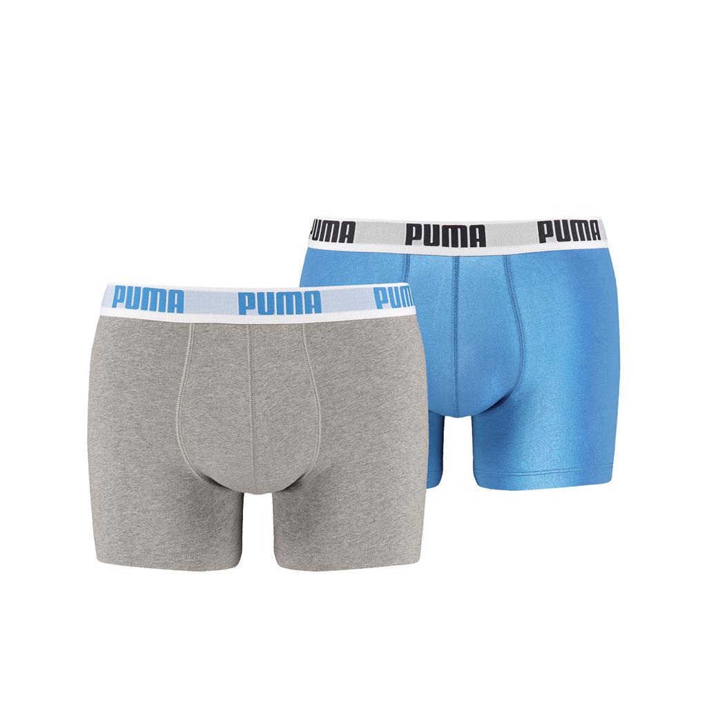 Puma Cotton Boxer Shorts 2 Pack Blue Grey Small Men's Underwear