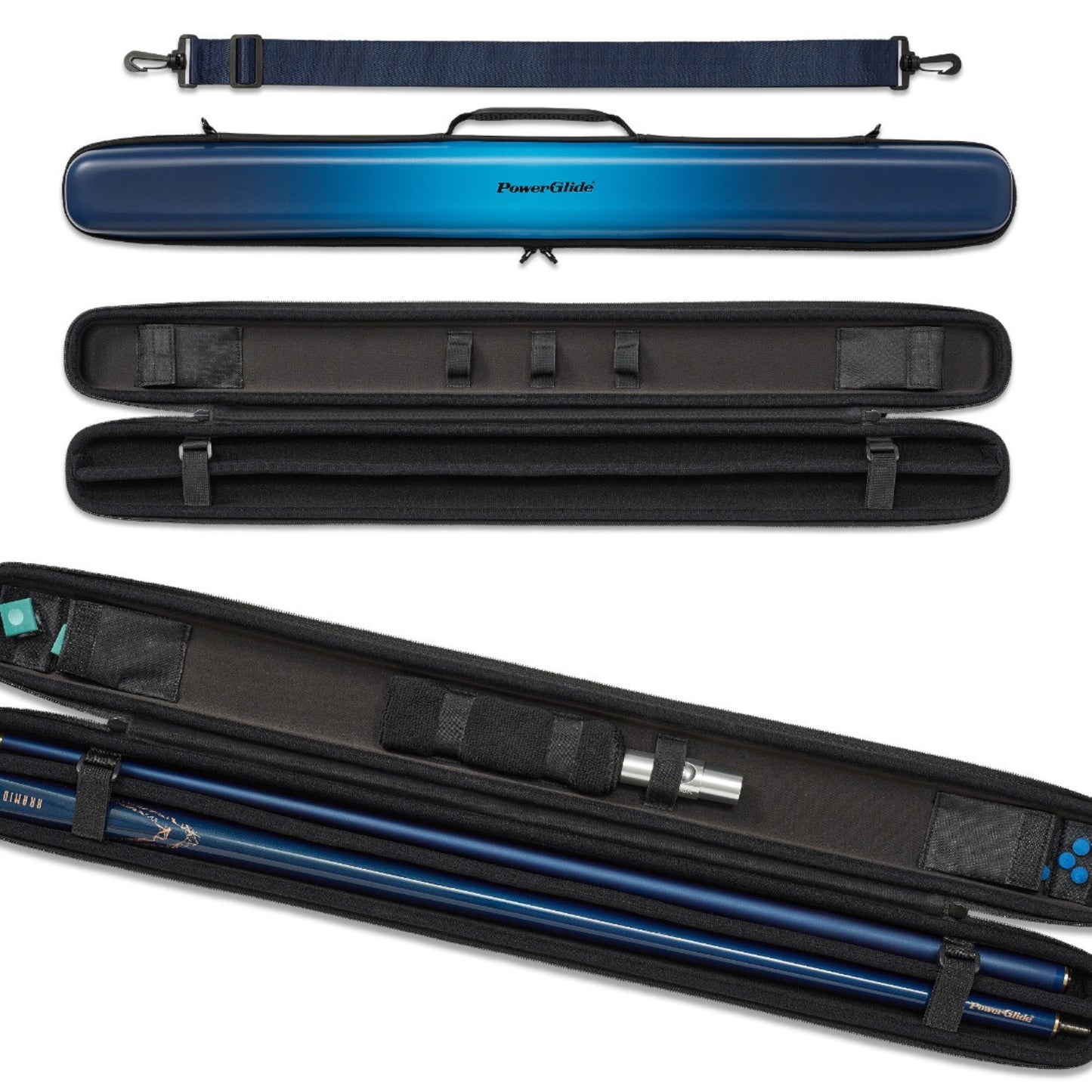 Powerglide Svartur Case (2-Piece Cue) Blue Fade Snooker Cue Case Alternate 1