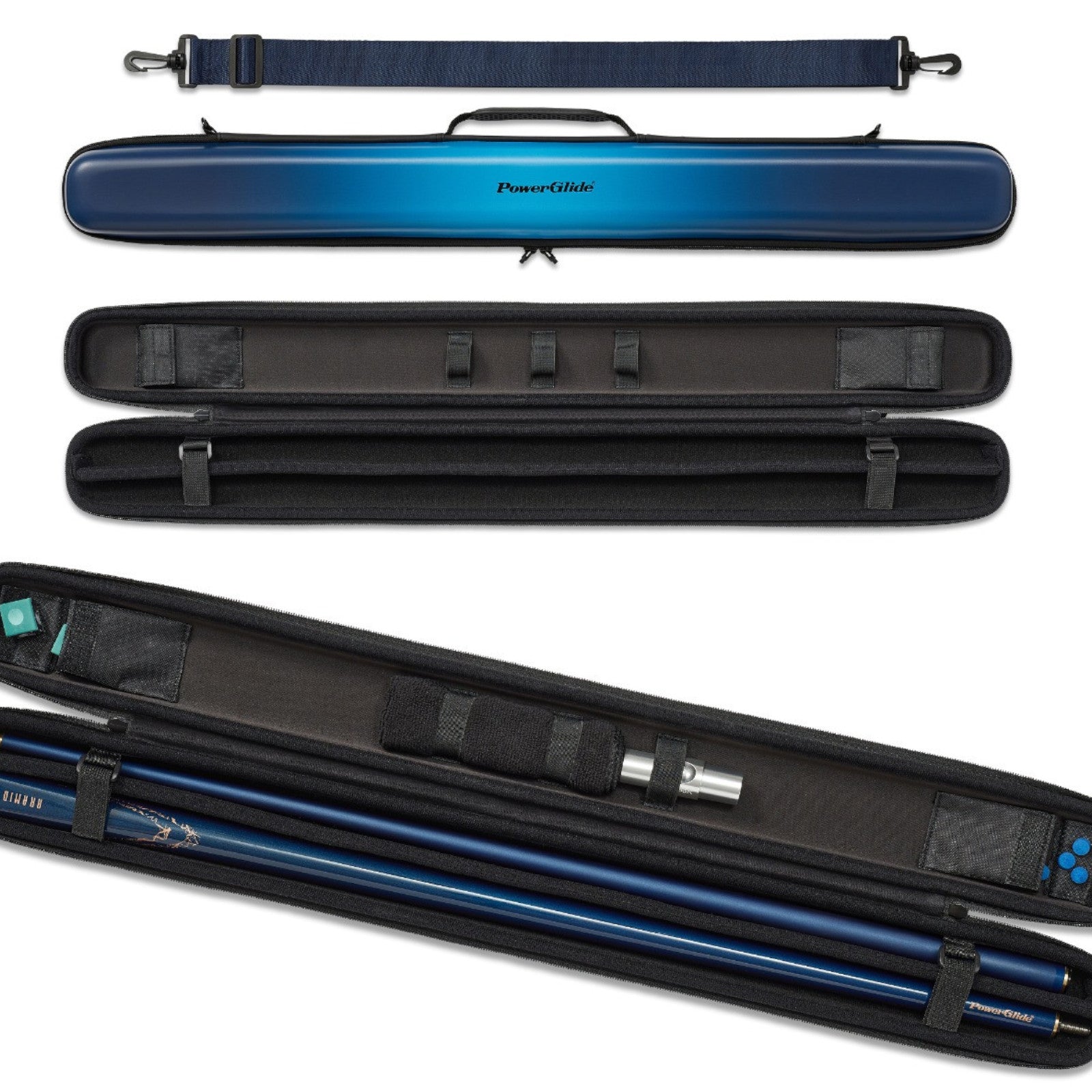 Powerglide Svartur Case (2-Piece Cue) Blue Fade Snooker Cue Case Alternate 1