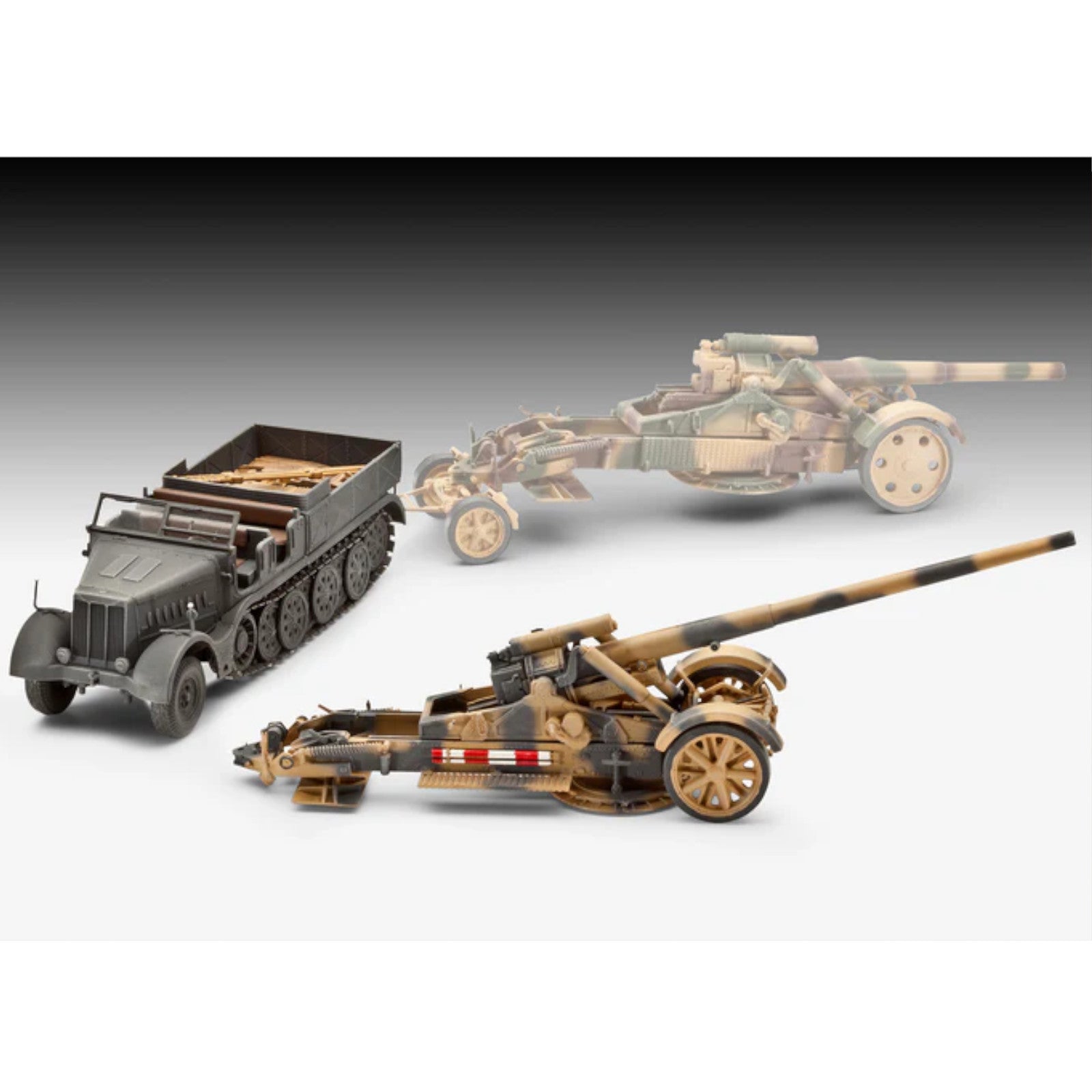 Revell Sd.Kfz.9 Famo & Morser 18 or 17cm Cannon 18 Set Heavy Machinery Model Kit 63371