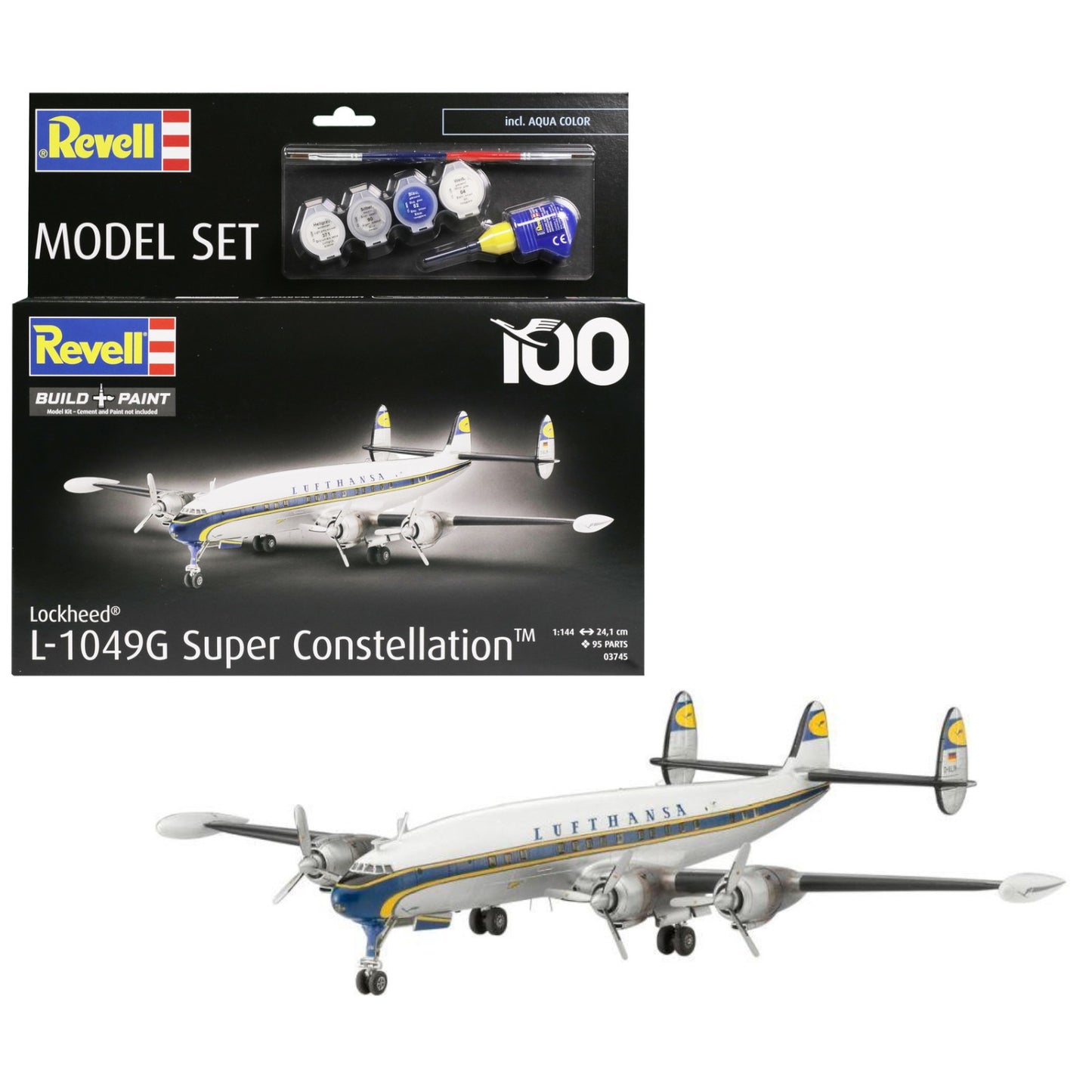 Revell Lockheed L.1049G Super Constellation Lufthansa Plane Model Set Kit 63745