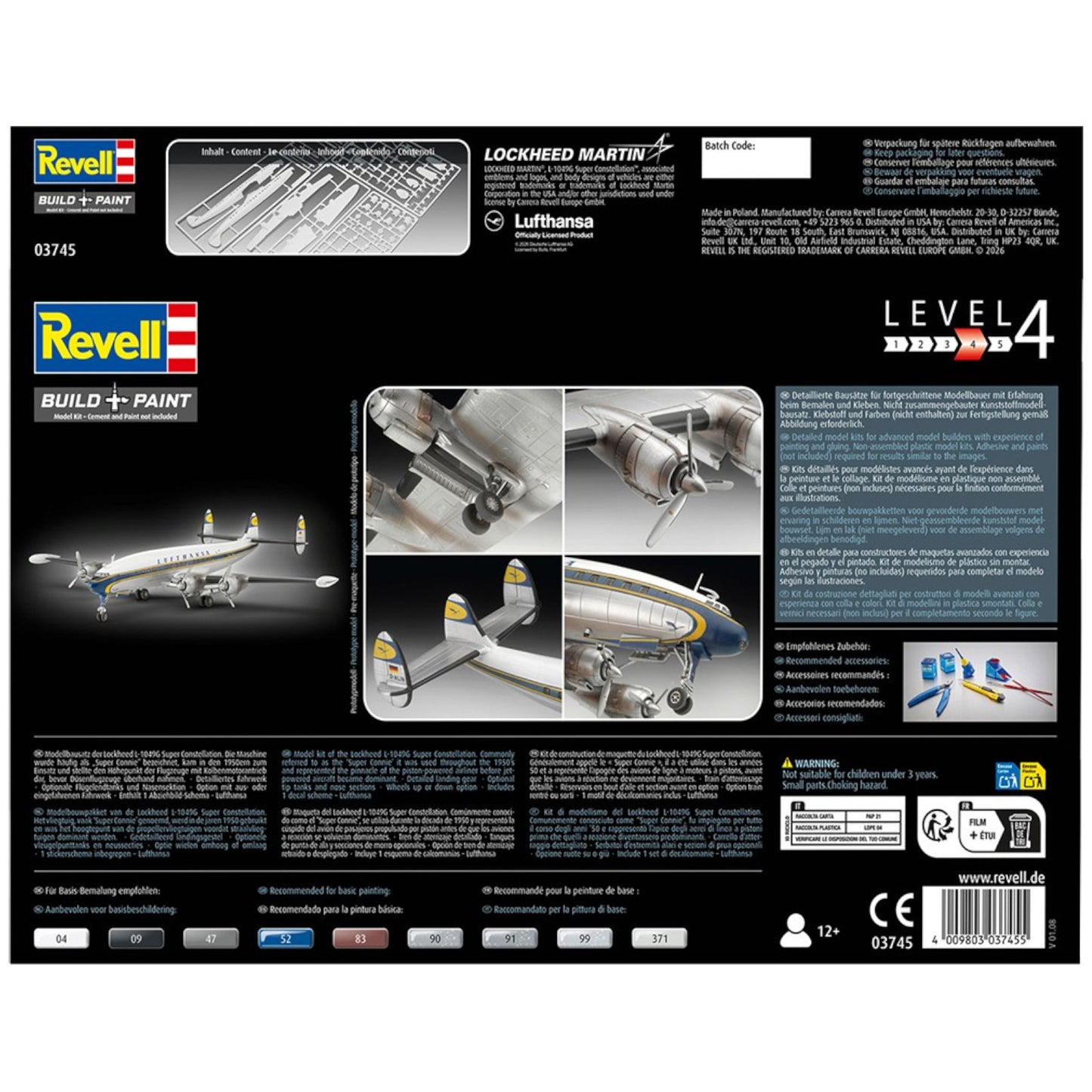 Revell Lockheed L.1049G Super Constellation Lufthansa Plane Model Set Kit 63745