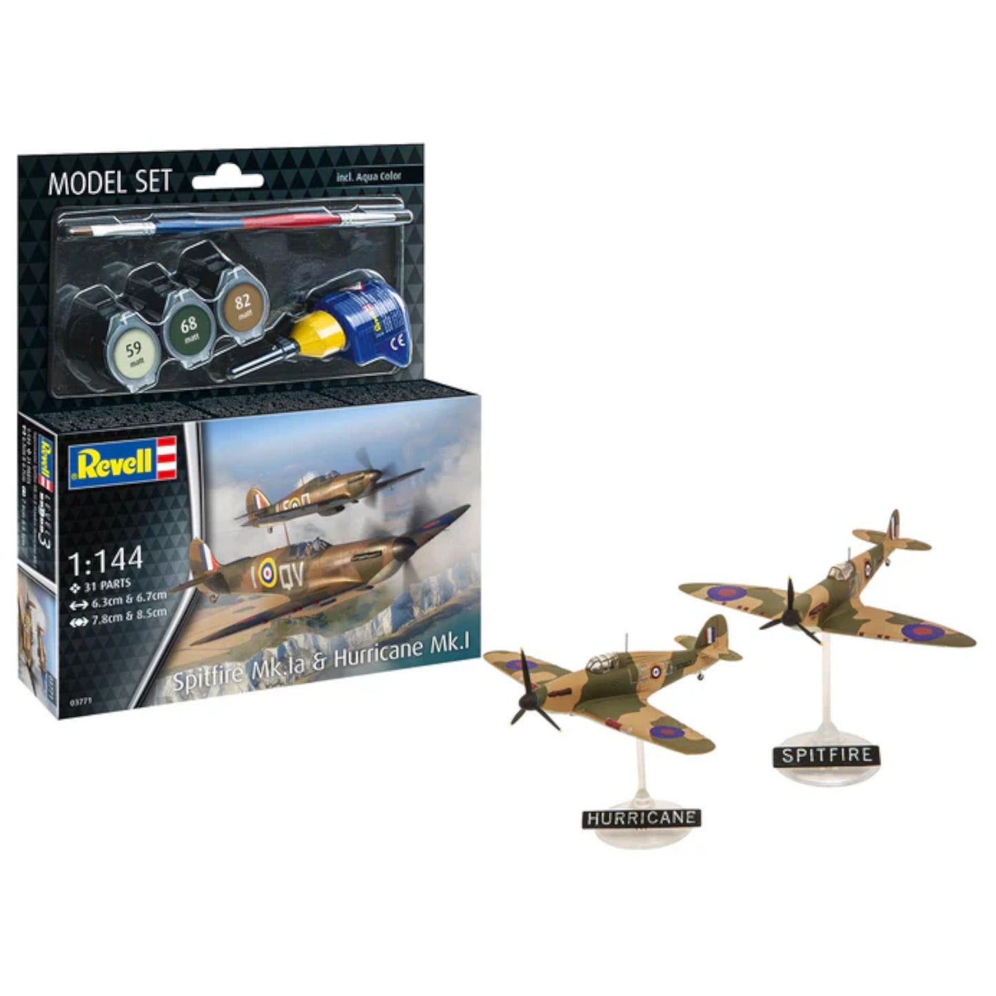 Revell Spitfire Mk.Ia & Hurricane Mk.I Set Plane Model Kit 63771