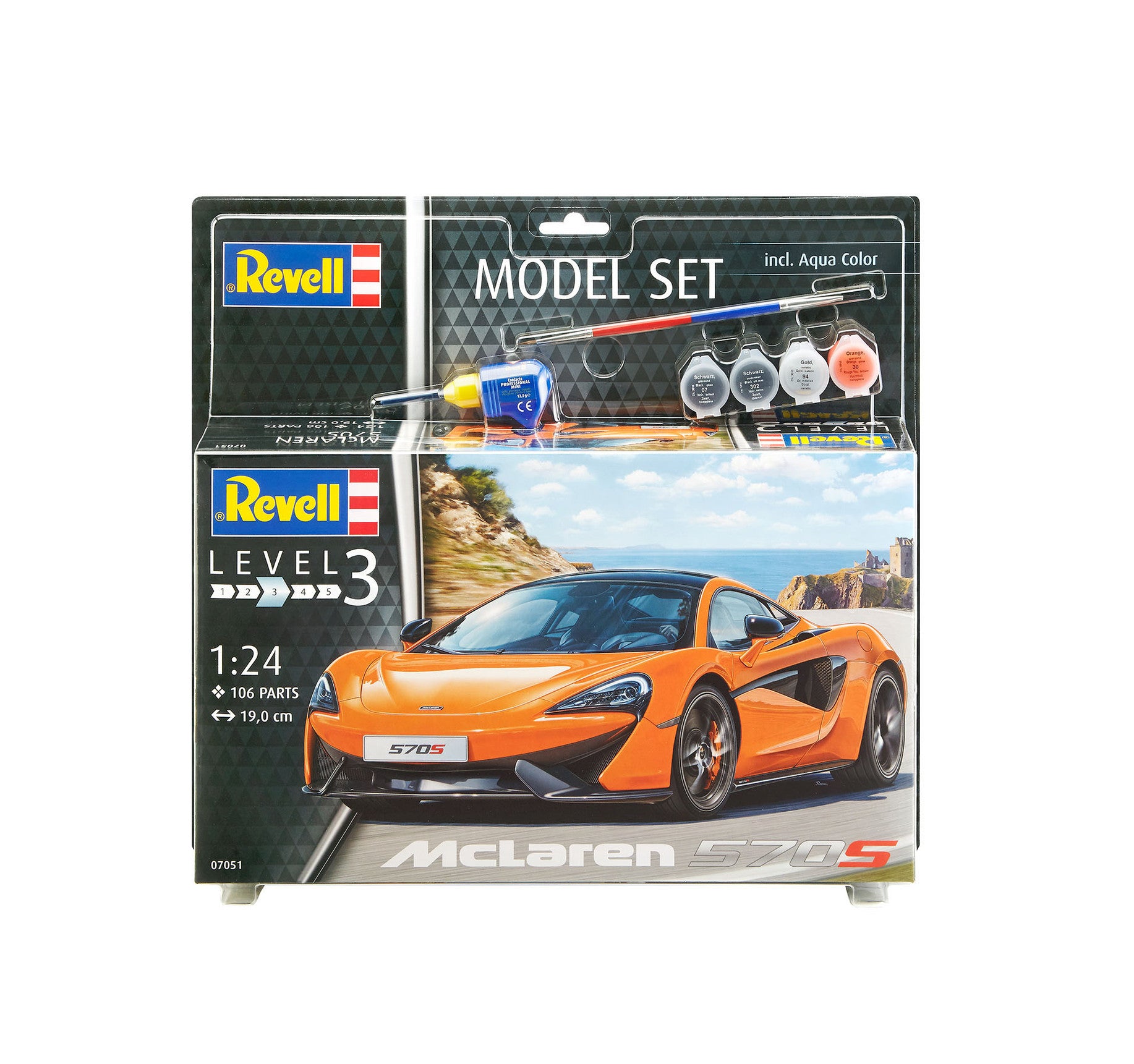 Revell McLaren 570S with Glue Paint & Brush 1:24 Car Model Kit Supercar 67051 Alternate 2