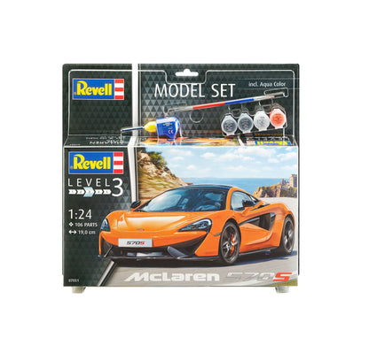 Revell McLaren 570S with Glue Paint & Brush 1:24 Car Model Kit Supercar 67051 Alternate 2