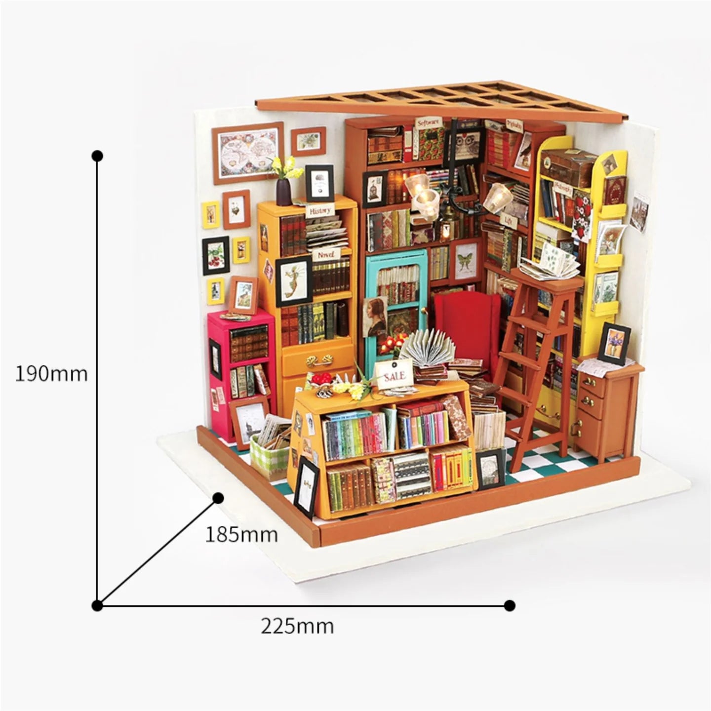 Rolife Sam’s Study Library DIY Miniature House Kit 3D Puzzle DG102