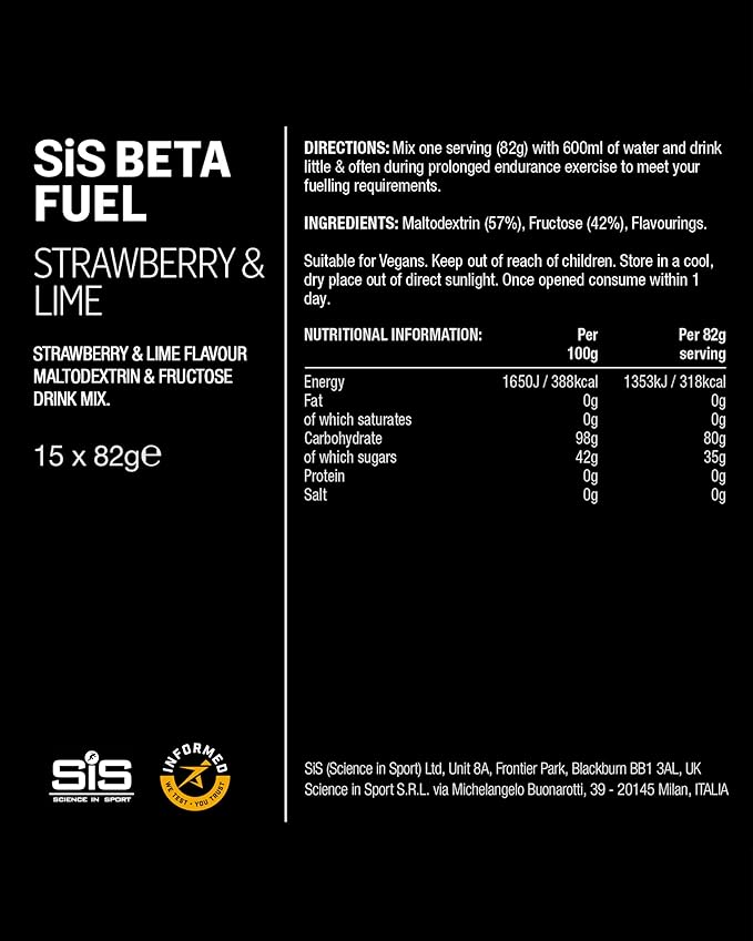SIS BETA Fuel Energy Drink Powder | Box of 15 Sachets x 82g - Various Flavours