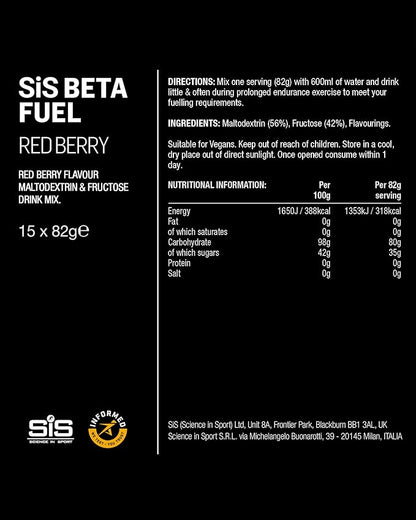 SIS BETA Fuel Energy Drink Powder | Box of 15 Sachets x 82g - Various Flavours