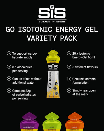 SIS GO Isotonic Sports Energy Gel | Variety Pack of 20 x 60ml