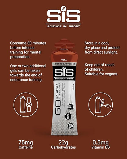 SIS GO Energy Gel Plus Caffeine | Box of 30 x 60ml - Cola