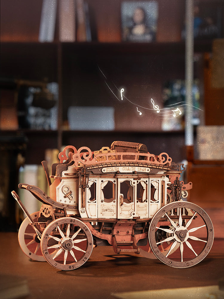 ROKR ROKR Stagecoach Mechanical Music Box 3D Wooden Puzzle 3D Puzzle AMKA1 Alternate 1