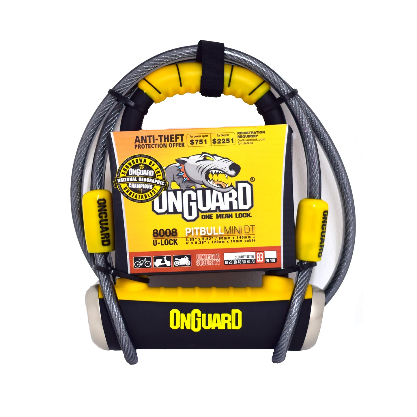 Onguard Pitbull Mini DT 8008 Bike D-Lock Includes Cable