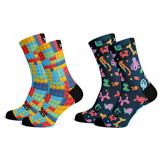 Sox Footwear Blocks & Balloon Combo Pack Size 9-12 Kid's Socks