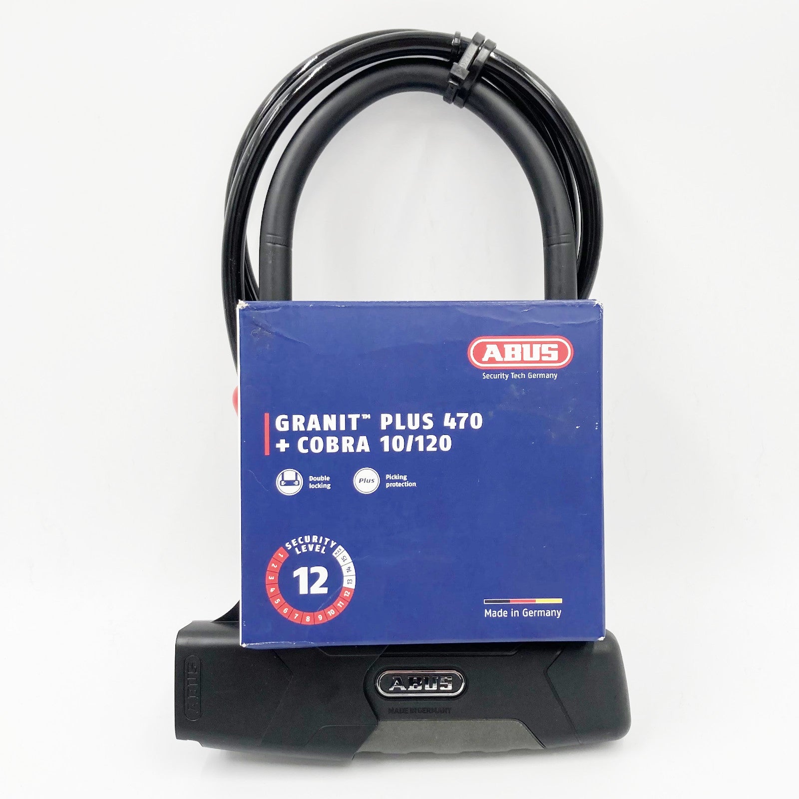 ABUS Granit Plus 470 150 x 230mm & Cobra Loop Cable 10/120 Bike D-Lock Gold Sold Secure Alternate 3