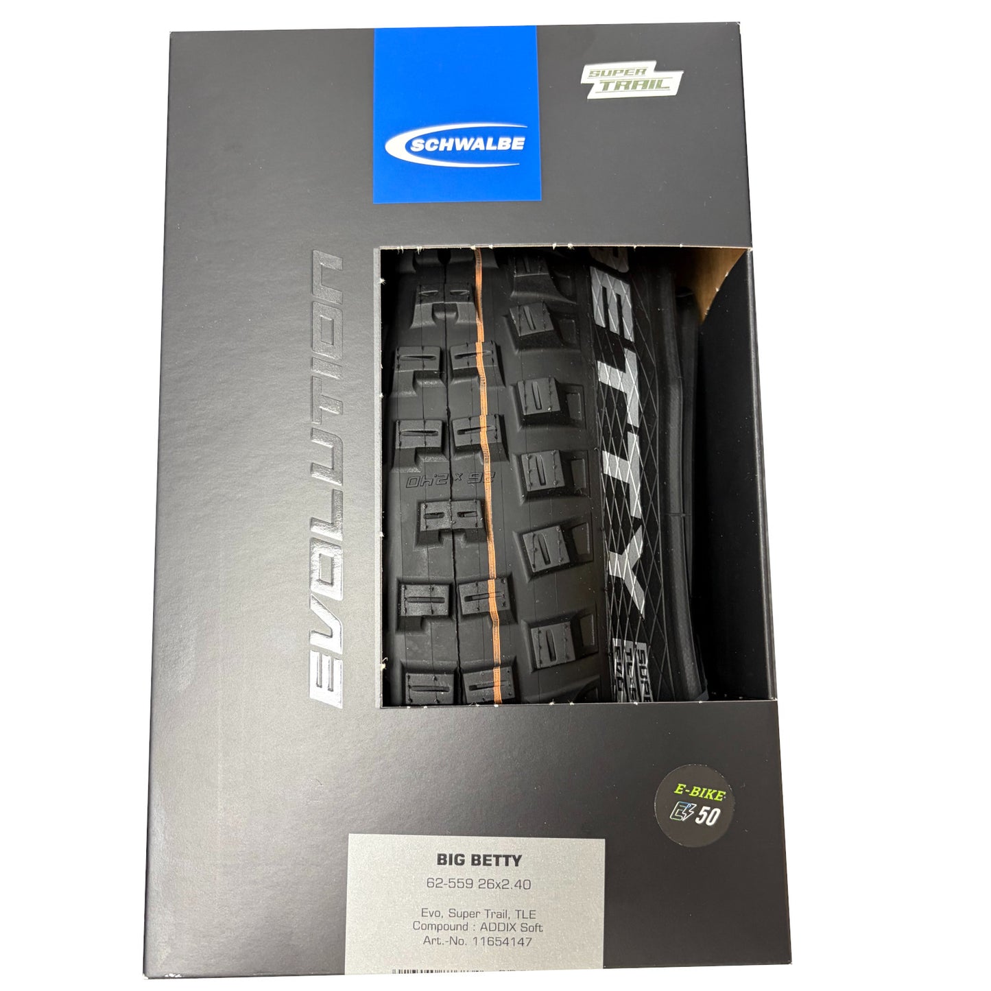 Schwalbe Big Betty Evo Super Trail TLE 26 x 2.4 62-559 ADDIX Soft E-25 26 Inch Bike Tyre Folding