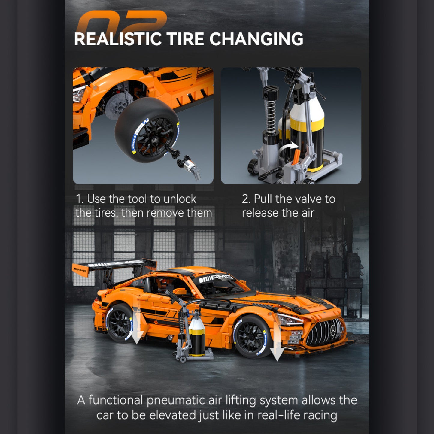 CaDA Mercedes-AMG GT3 Supercar Brick Set 3D Model 5466 Pieces 1:8 C64008W