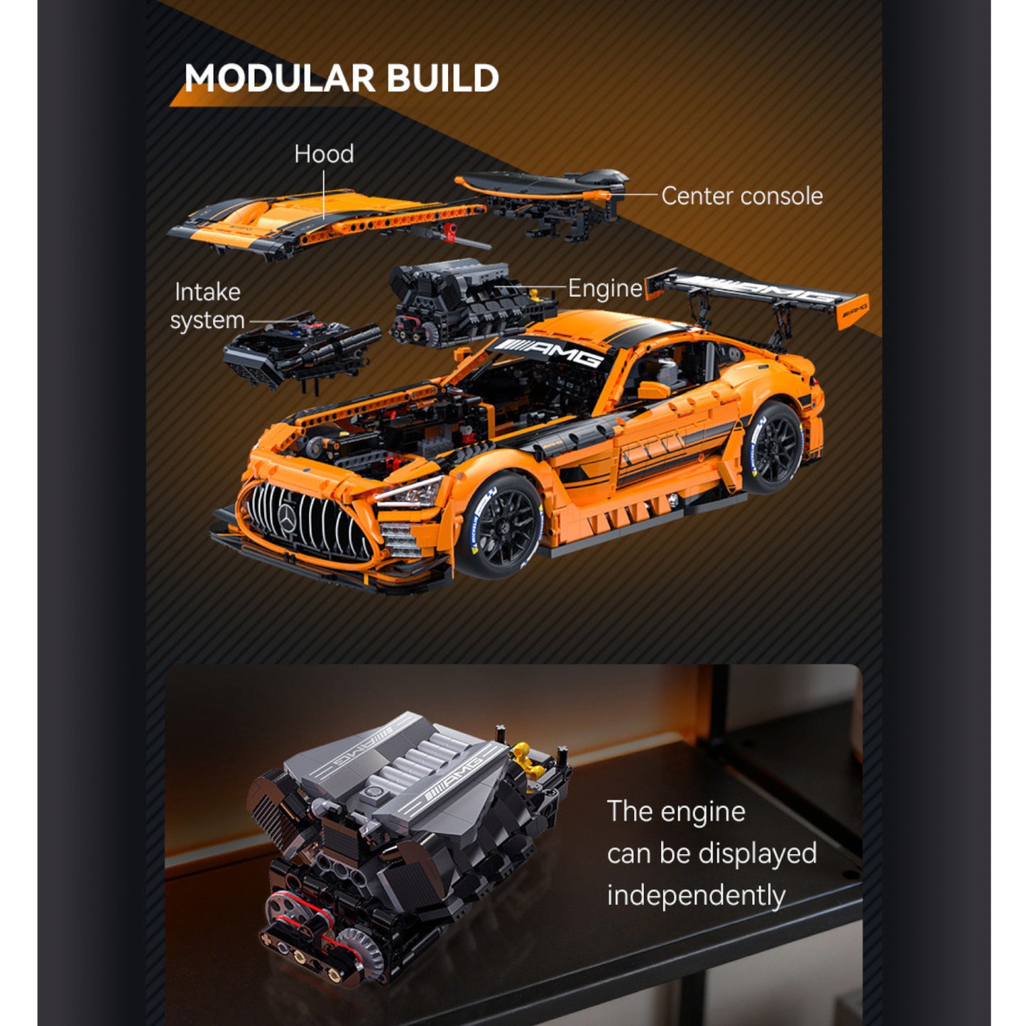 CaDA Mercedes-AMG GT3 Supercar Brick Set 3D Model 5466 Pieces 1:8 C64008W