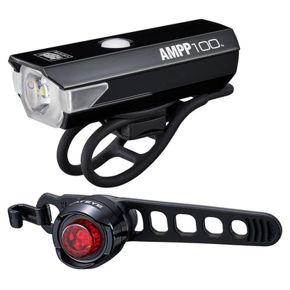 Cateye Ampp 100 Rechargeable Front & Orb Rear Front & Rear Bike Light Set Alternate 1