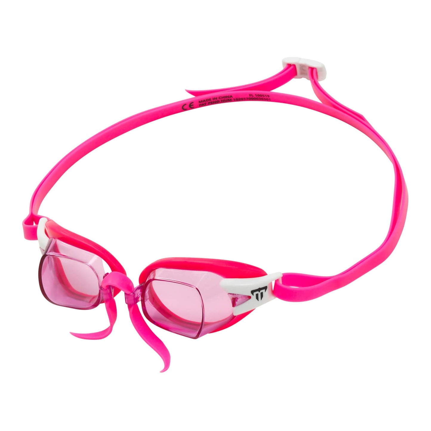 Phelps Chronos Competition Race Anti-Fog Adult Men's Swimming Goggles Pink/White - Pink Alternate 2